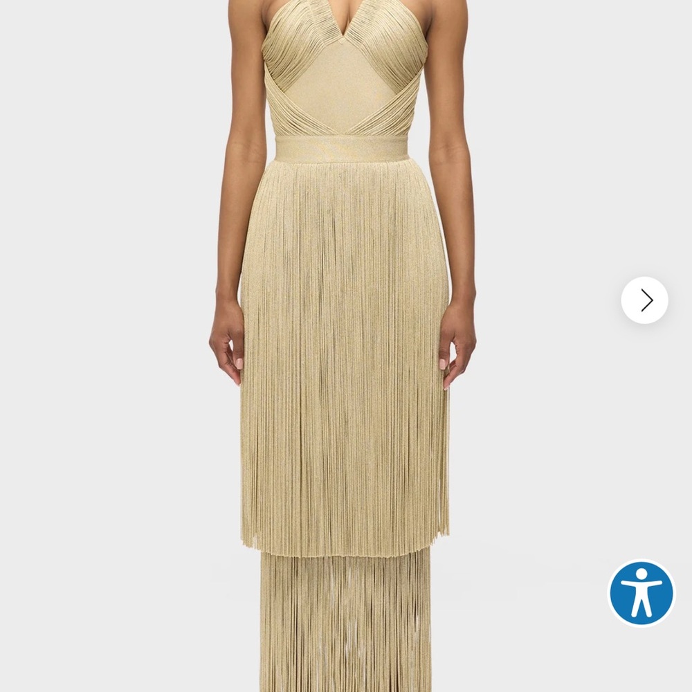 Herve Leger Cora Gown in metallic gold